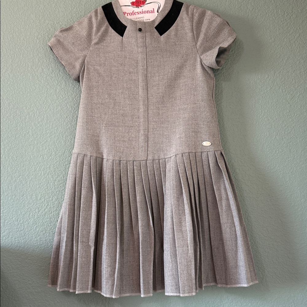 Tartine et Chocolat Gray Pleated Kids Dress